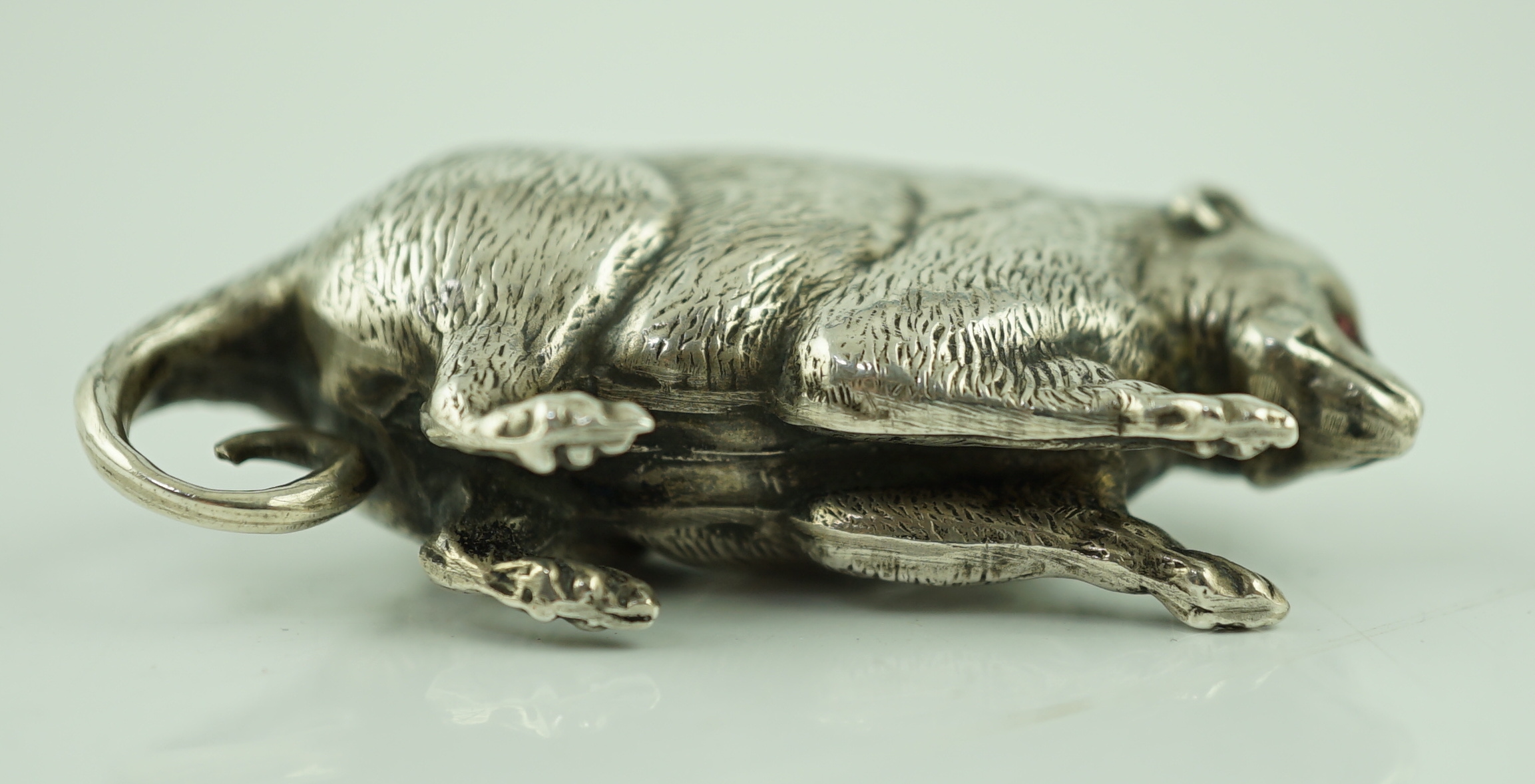 An Edwardian novelty silver pin cushion, modelled as a possum, Arthur Johnson Smith